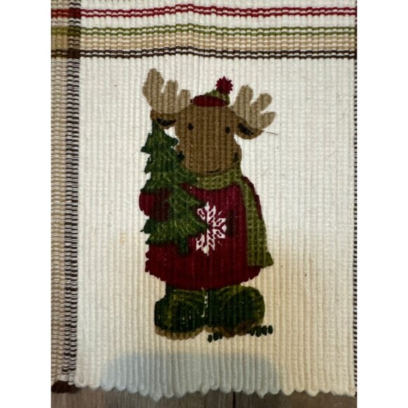 Set Of 2 St. Nicholas Square Cotton Festive Moose & Tree Placemats - Picture 10 of 12